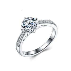 China Women Fine Sterling Silver with Hearts Arrows CZ Diamonds Wedding Ring(RE662) wholesale
