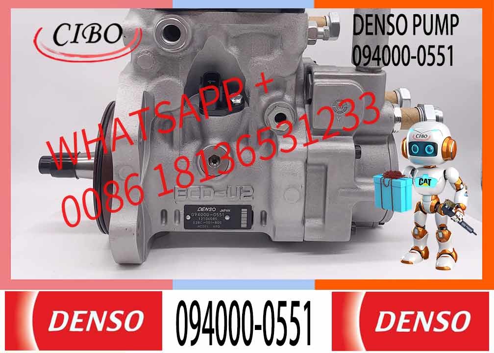 Common Rail Fuel Pump PC300-7 excavator 6D114 engine 094000-0551 fuel injection pump D28C-001-800 used in Komatsu