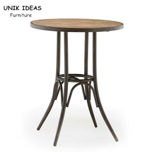 China Patio Folding Bistro Bar Table Iron 180cm Wood Steel Garden Pub Cafe wholesale
