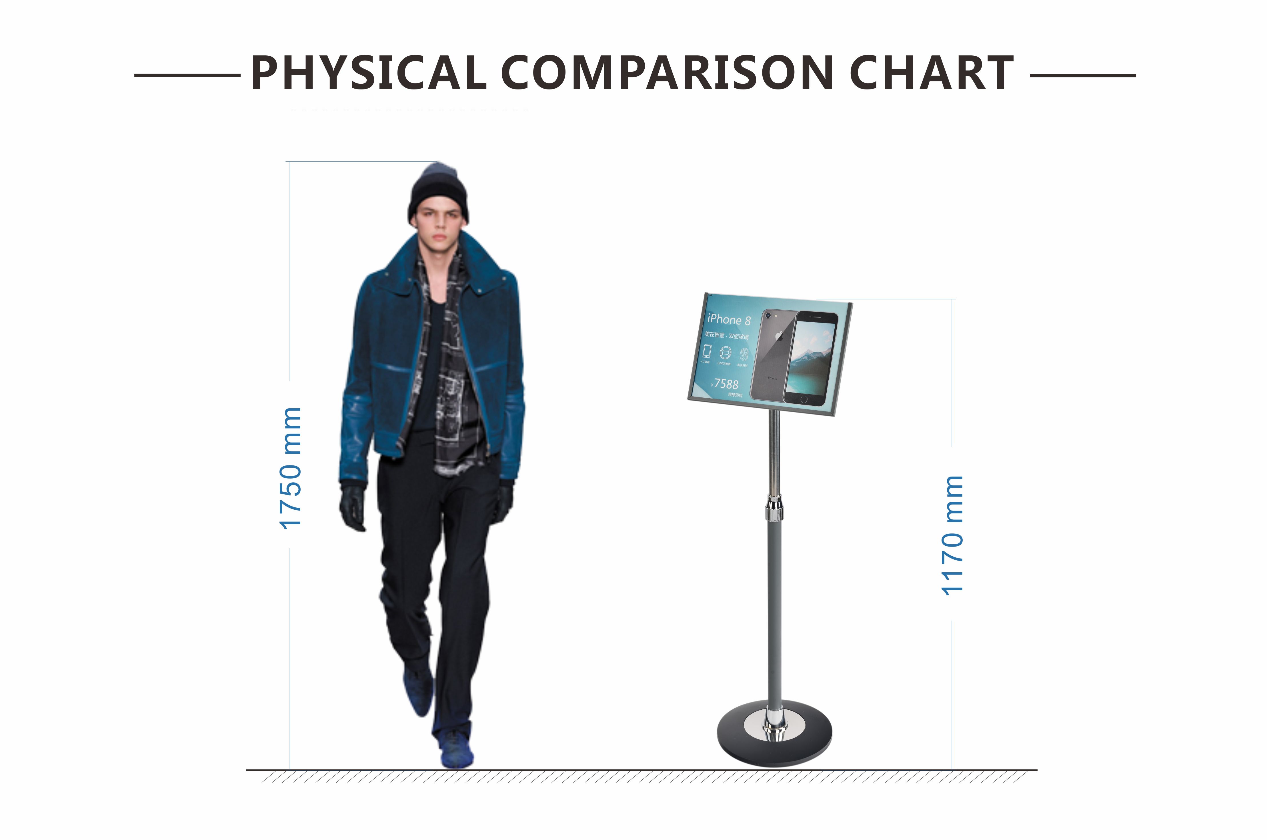 1170X280mm Metal Poster Display Stand Adjustable Pedestal For Supermarket