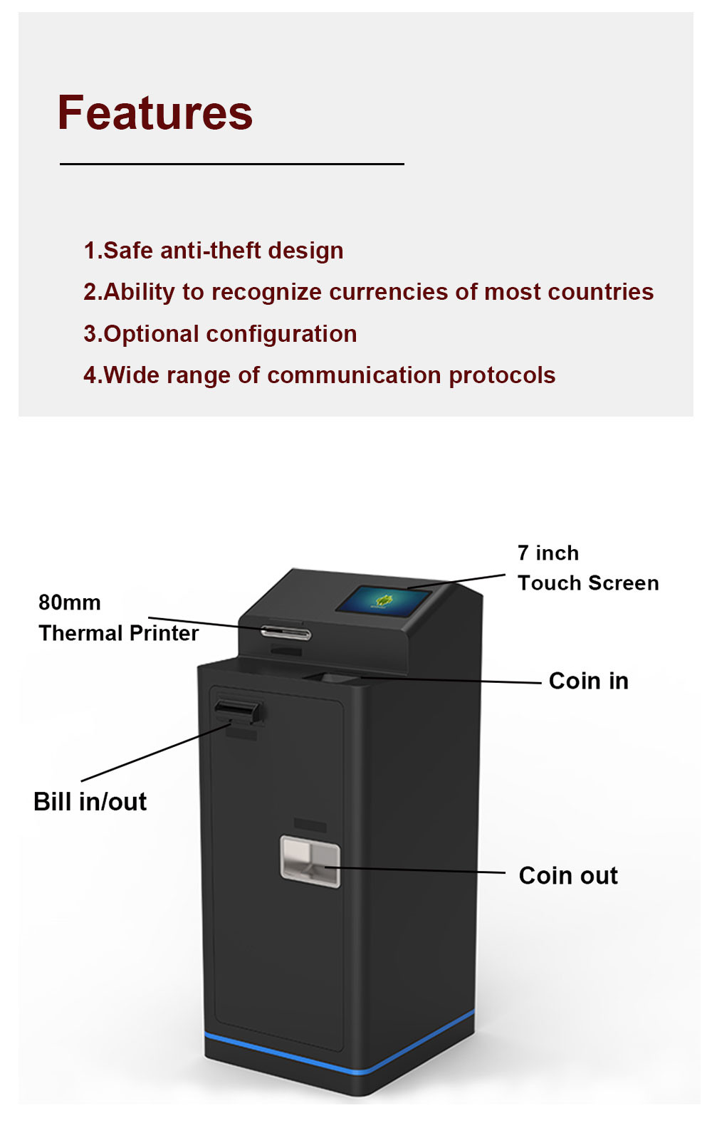 Floor Standing Bill Payment Kiosk 10.1 Inch Self Service Ordering Kiosk With Printer