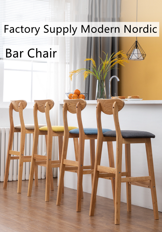 Contemporary Design Style Wooden Bar Chair Stools for High Table in Living Room