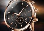 316L Stainless Steel Chronograph Watch Quartz Movt Black Leather Strap