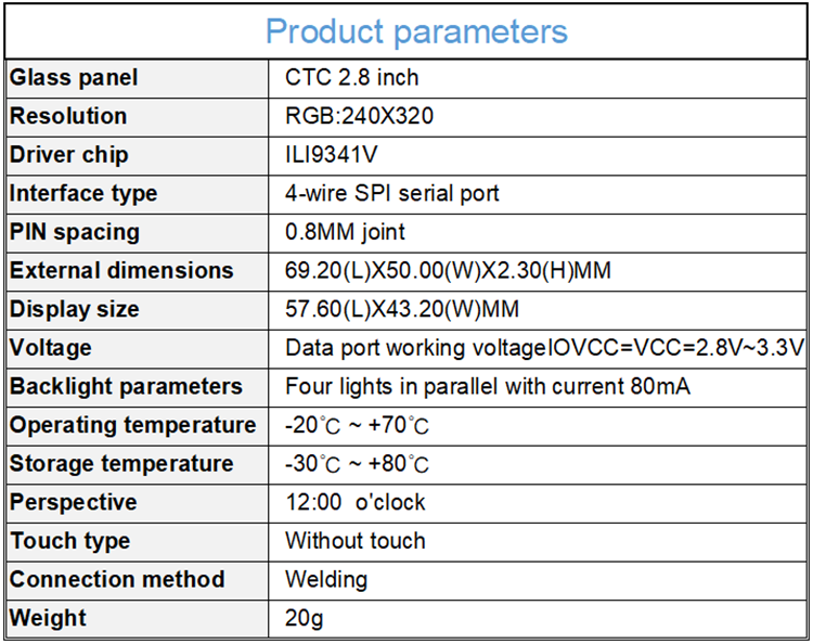 320x240 2.8 Inch Ips Screen ILI9341V 2.8" SPI LCD Module Display Screen