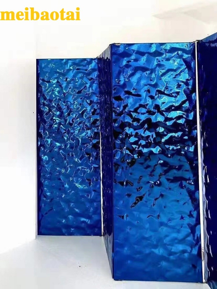 0.8MM Blue Green Mirror Water Ripple Stainles Steel Sheet 1219x2438mm