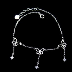 China Butterfly Style Silver Cubic Zirconia Bracelet For Gift , Wedding Party wholesale