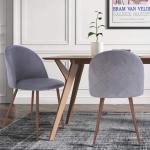 Velvet Upholstered Kitchen Chairs Modern Accent Leisure Chairs With Metal Legs