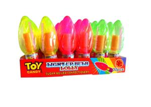 China Kids Light Up Candy Confectionery Bulb Shape Lollipop Strawberry Flavor wholesale