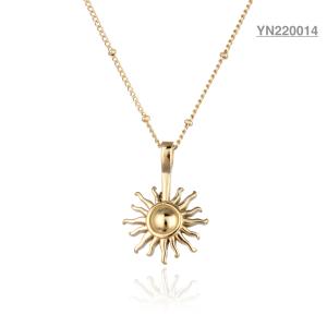 China Ancient Greece Sun Pendant Necklace 18K Gold Plated Stainless Steel Necklace Womens wholesale