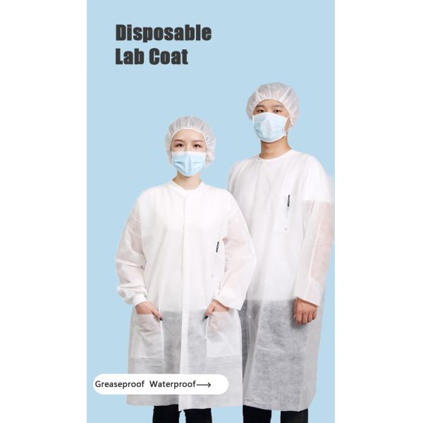 Visitor Coat Nonwoven Labcoats Wholesale Doctor Waterproof Disposable Labcoats for Food Manufacturing