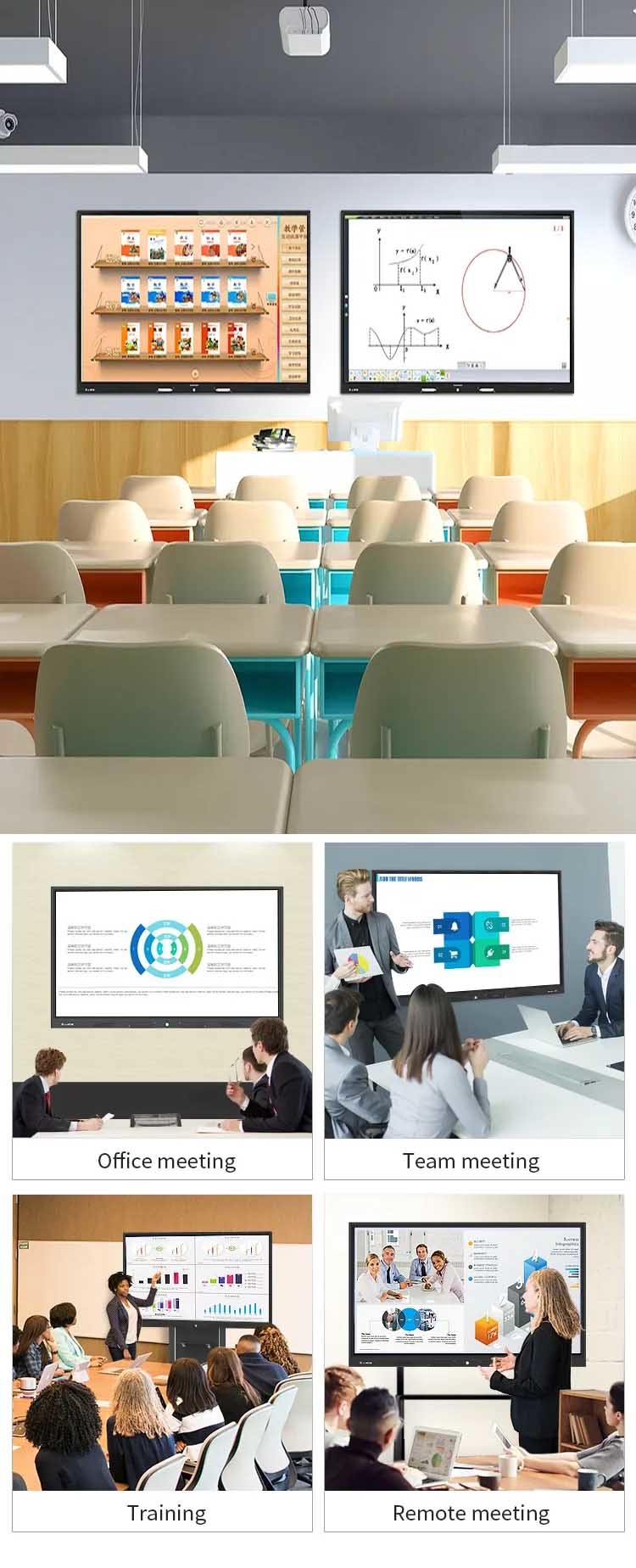 LCD 4K Display 100 Inch Interactive Tablet Multi Touch Smart Board Ultra Large Indoor