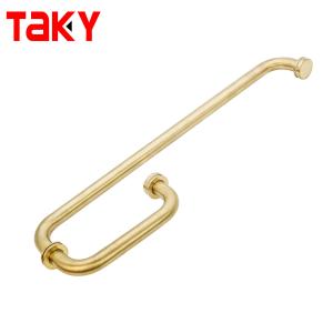 China Hotel Bathroom Office Entry Pull Handles with Stainless Steel 304 Brushed Gold Finish wholesale