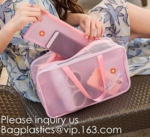 China Easy Carrying Small Transparent Pvc Cosmetic Pouch,Shiny Glitter Pvc Cosmetic Pouch Bag With Three Pouch, bagease, bagpl on sale