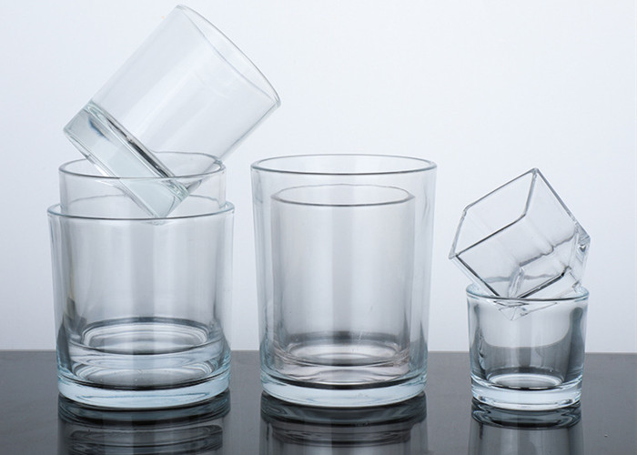 Clear Glass Cylinder Candle Jar Vessel with Shiny Gold Metal Lid Iron for Candle Making