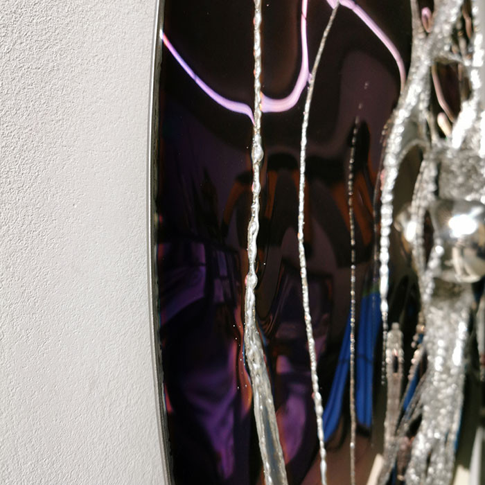 Metal Round Wall Object Mirror Decoration Unique Interior Welding Design