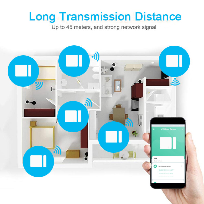 FCC ROHS WiFi Door Sensor Window Contact Sensor Home Sensor Alarm