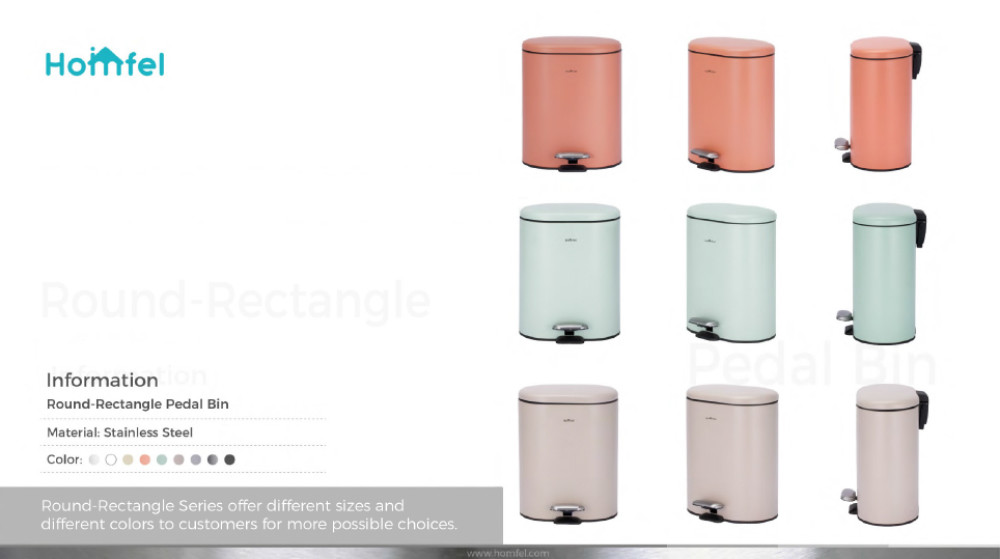 rounded rectangle trash can Stainless Steel Rolling Cover Step Pedal Trash Bin for kitche bathroom Office 6L 12L 30L 50L