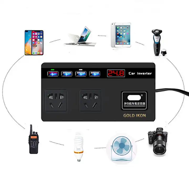 12V/24V Car Mount Charger For Mobile Phone Usb Car Charger For Phone With Phone Holder Car Power Inverter Charger