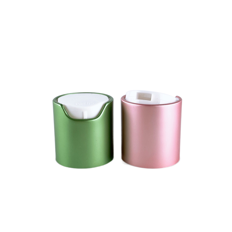 24/410 aluminum disc cap flip top bottle lid green and white colour