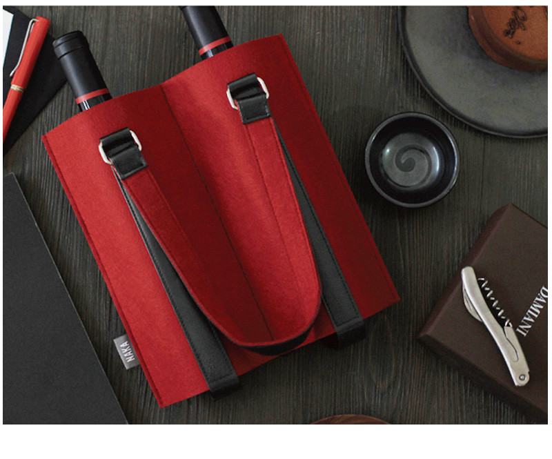 Custom Felt Material Outdoor Beer Cooler Wine Bottle Sleeve