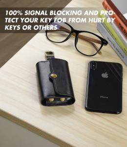 China Leather Faraday Cage Bag , Black Men Key Holder Wallet Privacy Protection wholesale