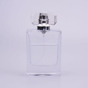 China 50ml Flat Glass Perfume Bottle With Clear Syrlyn cap wholesale