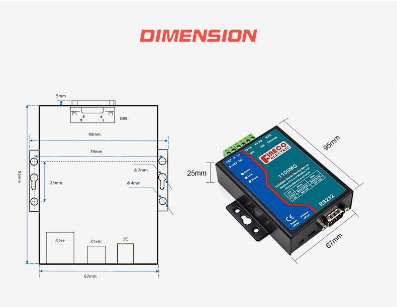 Analog and Digital Display Type MG1100 Modbus RTU Gateway TCP IP to RS485 Converter