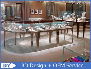 China Metal Boutique Jewelry Showcase Display Tempered Glass On Top And Sides wholesale