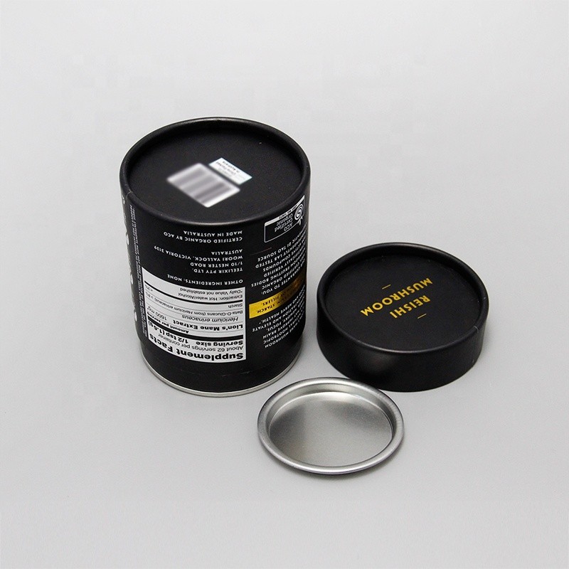 Biodegradable Foil Inner Paper Tube Can Packaging With Metal Cover