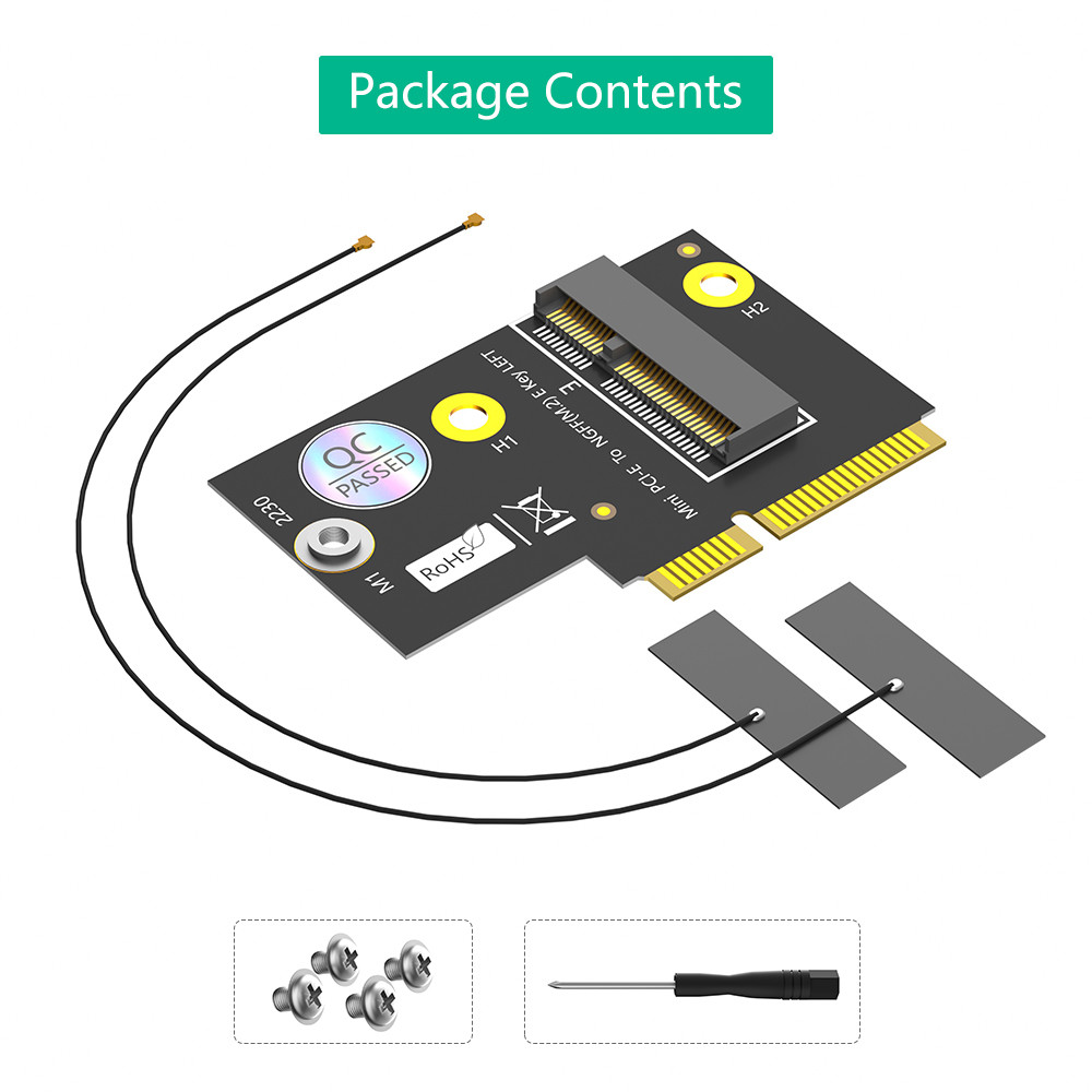M.2 NGFF key E to Half-size Mini PCI-E Adapter for WiFi6 AX200, 9260, 8265 ,8260 ,7265 card and Y510P Model