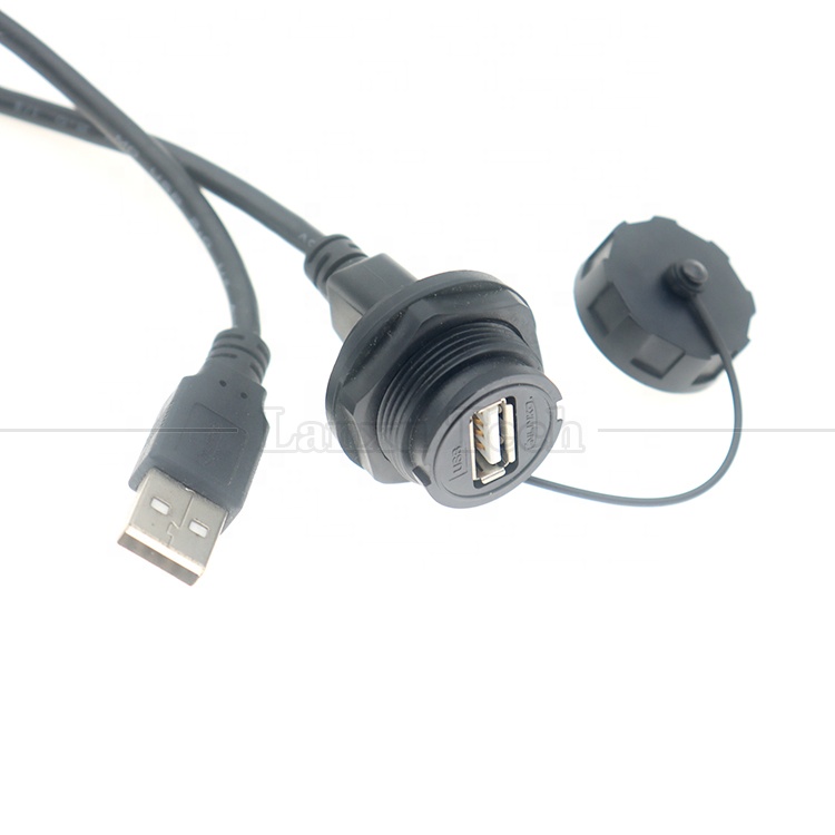 Waterproof Male to Female Panel Mount USB Type A Port Connector Extension Cable