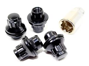 China Carbon Steel Black Acorn Seat Lug Nuts Locks 12x1.5 W/Key 1.47&quot; Mag Washer wholesale
