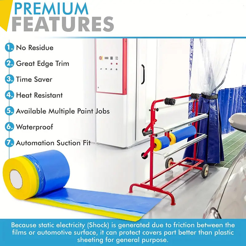 Universal Plastic Sheet Roll For Car Overspray Masking Film Single Sided
