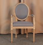 French style oak wood finish Linen fabric upholstery leisure chair/wooden dining