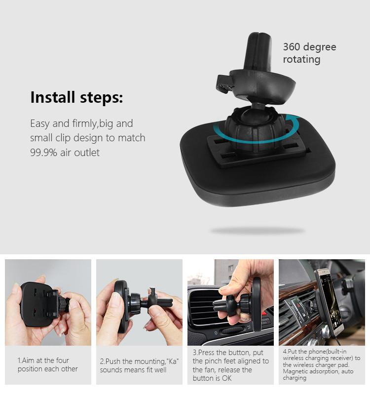 WIRELESS CAR CHARGER Magnetic QI car mount wireless charger for SAMSUNG iPhone any mobile phone 10W fast charging