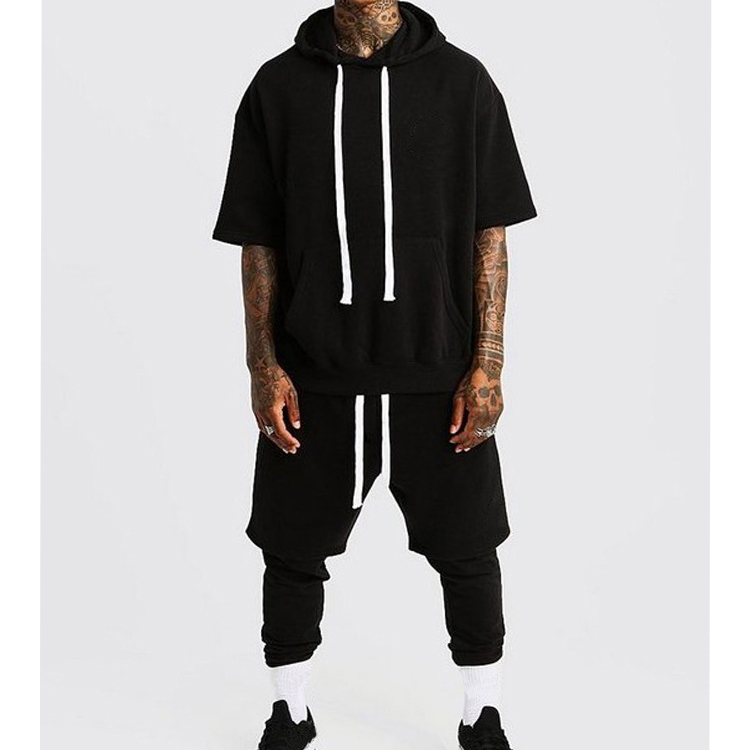 Custom Logo Mens Plain Sweat Suits , Casual Short Tracksuits Set For Men