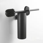 Commercial Round Black Wall Mounted Toilet Brush / Steel Brush Holder