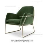 Living Room Velvet Covers Leisure Stainless Steel Single Seater Couch