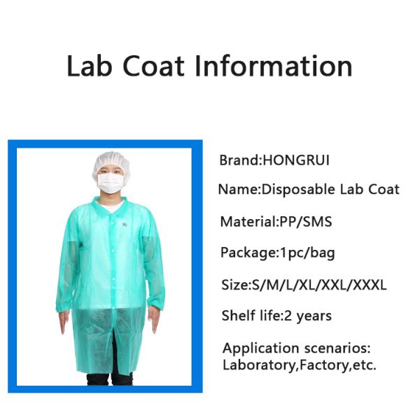 Visitor Coat Nonwoven Labcoats Wholesale Doctor Waterproof Disposable Labcoats for Food Manufacturing