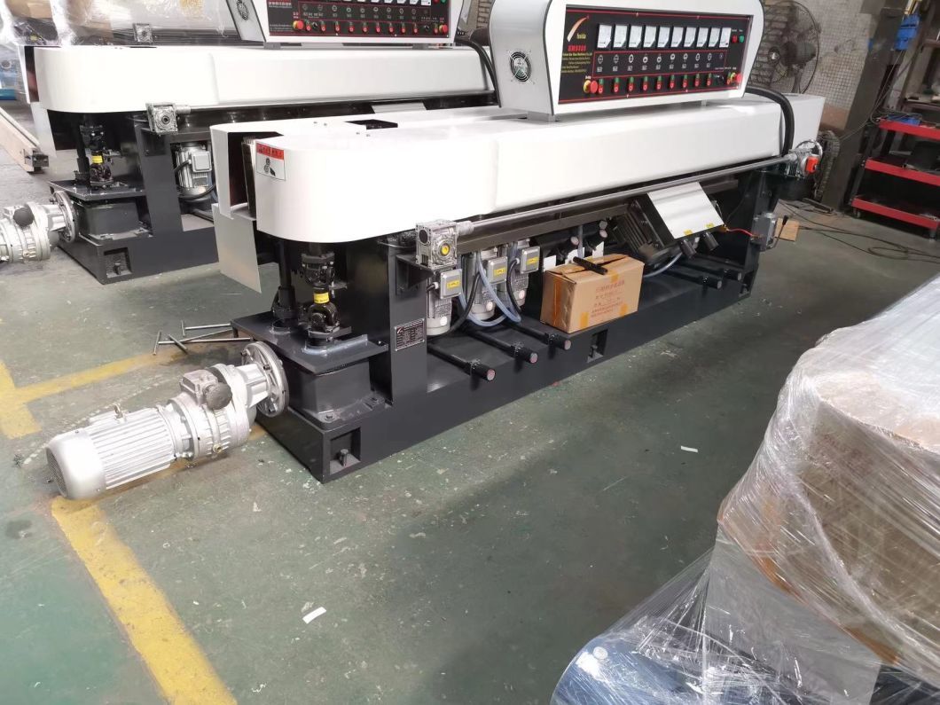 Automatic PLC 9 Motors Straight Line Glass Edging Machine Glass Polishing Machine