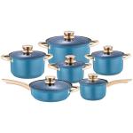 Home 12pcs Stainless Steel Cookware Set Golden Handle Sustainable