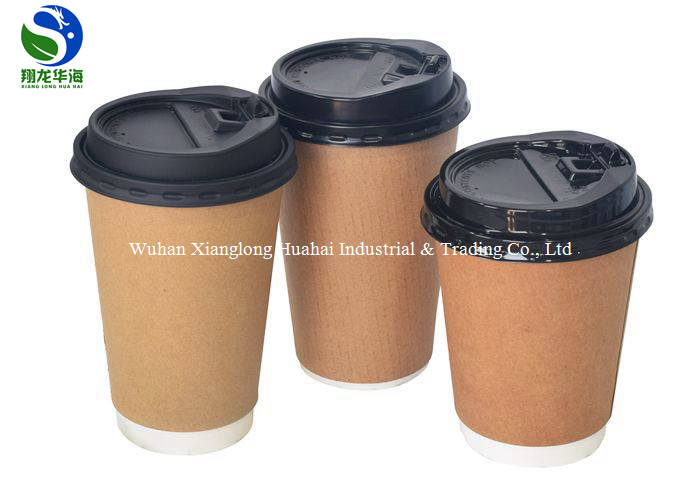 Durable Disposable Kraft Paper Cups Take Away Cardboard Coffee Cups