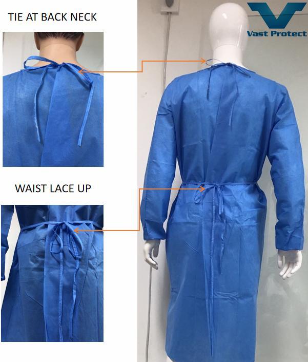 Disposable Fluid Resistant Healthcare Protective Hydroponic Soft SMS Isolation Gown