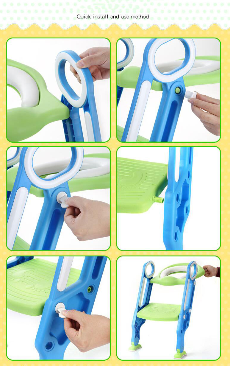 Plastic 2 in 1 Potty Training Toilet for Kids Anti-Slip Pad Step Stool Toddler Toilet Seat