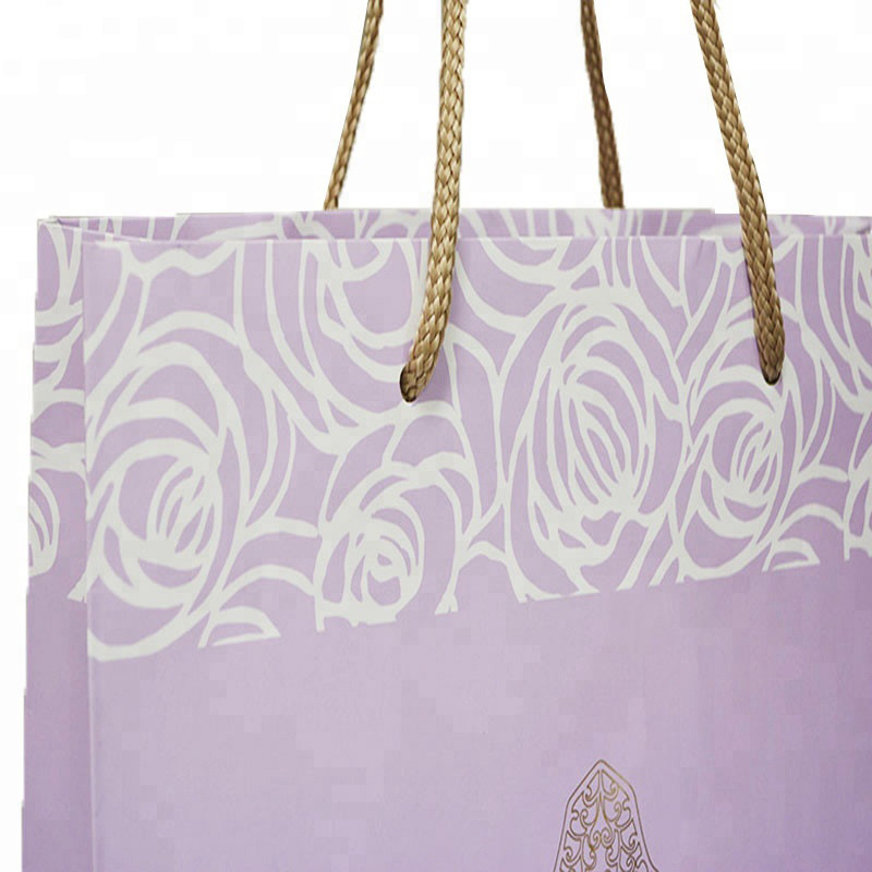 Portable Kraft Paper Bags With Rope Handles Glossy Lamination