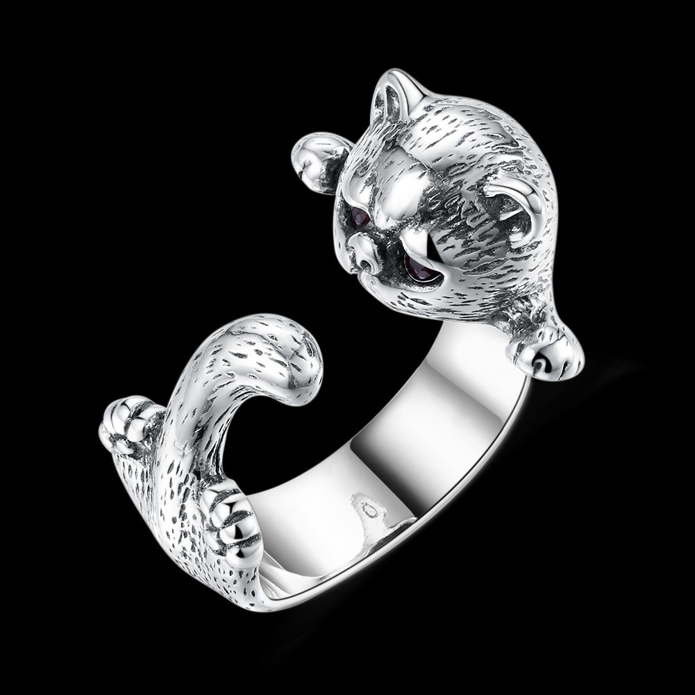 Adjustable 3D Alloy Animal Rings 925 Silver Sterling Pet Lover Gift Jewelry