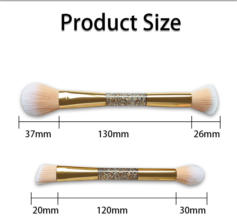 Double Ended Travel Makeup Brush Set 5pcs Transparent Glitter Plastic Handle