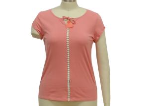 China Women’ Casual Short Sleeve, 100% Cotton Jersey,Casual, Fit Size, Front Lace Tape,Butterfly Tie, Casual Top wholesale