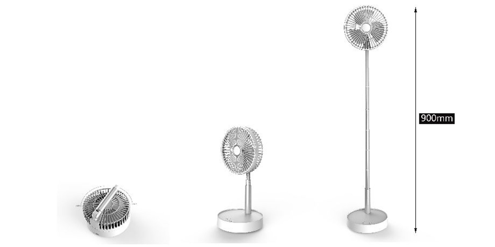 Three Wind 7200mAh Folding Rechargeable Battery Powered Fan