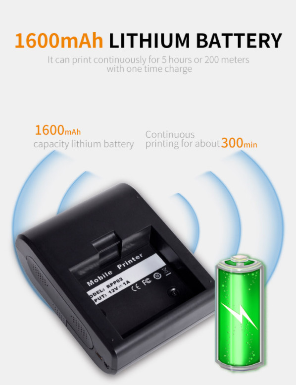 ESC POS Bluetooth Barcode Scanner 203dpi 58mm Bluetooth Thermal Printer